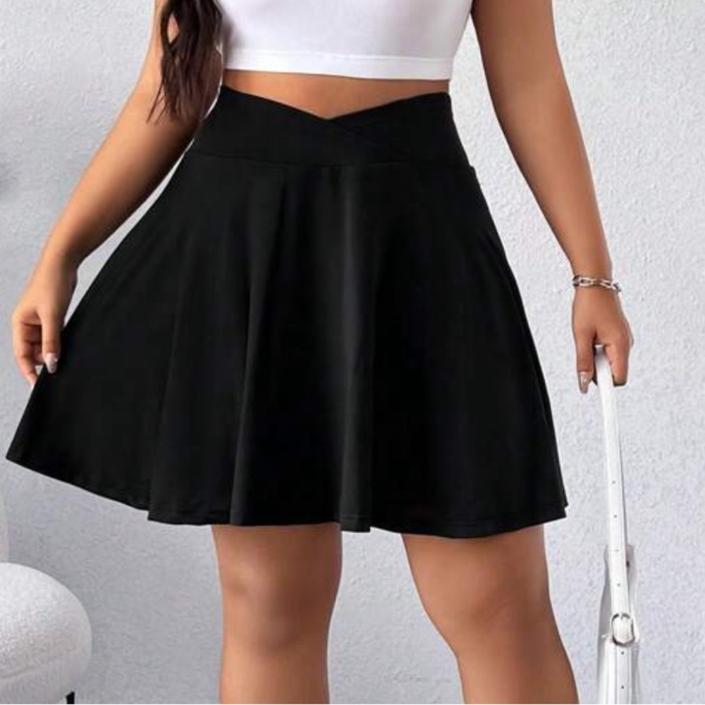 Women's Plus Black Skort Skirt Tennis Active Wear Summer Mini 2XL